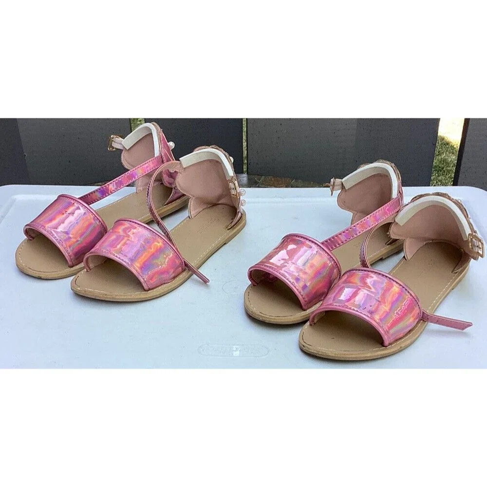 crewcuts girls pink sandals Pearls Shell Back Design Big Girls Sz 1